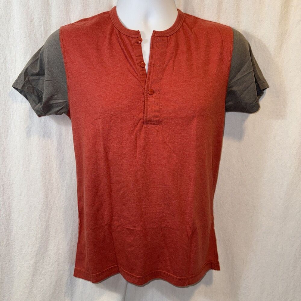 J. Crew Men’s Orange Colorblock Short Sleeve Henley T-shirt Sz Small